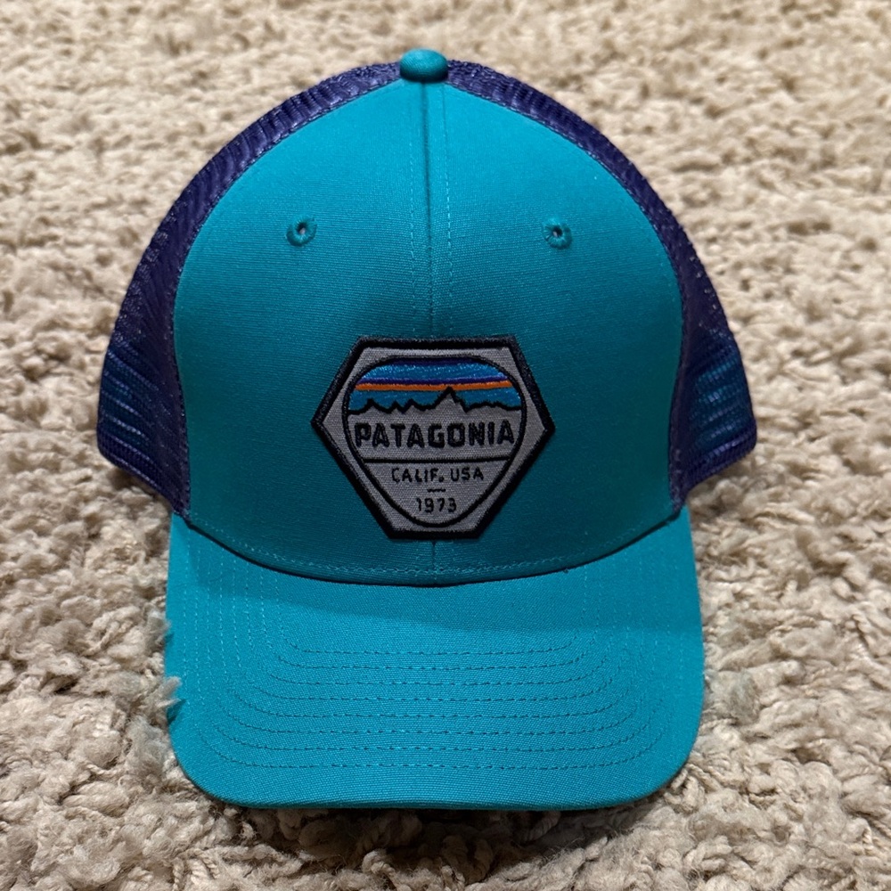 Patagonia Trucker Style Hat Teal and Purple